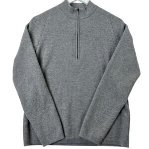 Theory 1/4 Zip Wool Sweater‎ Womens M Gray Long Sleeve Pullover Quiet Luxury